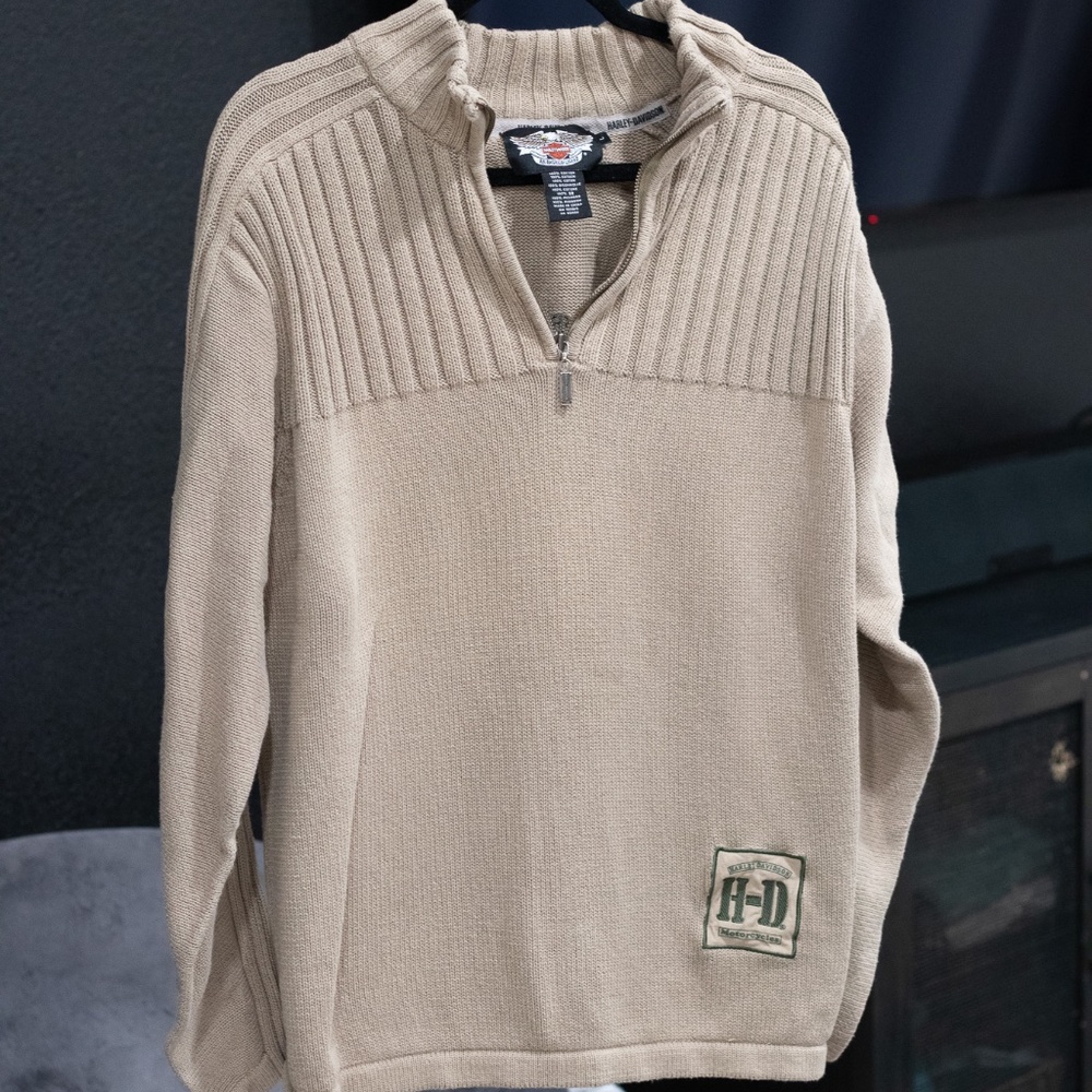 Harley Davidson Sweater, Large, Light Tan